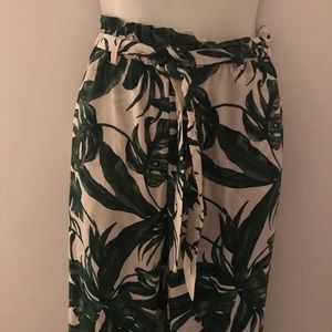 H&M Green Leaf Patterned Pants